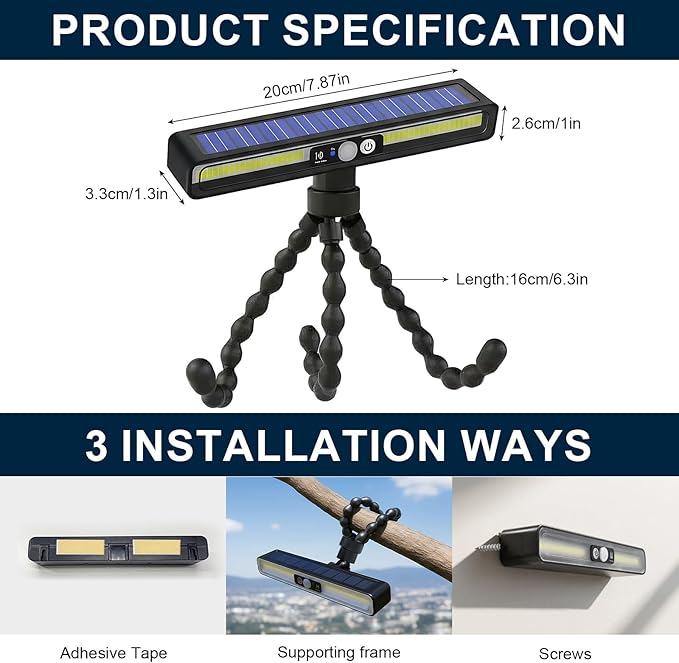 Solar Outdoor Lights with Motion Sensor, 36 LED Waterproof Solar Powered Clamp Lights for Garden, Patio, Pathway, Fence, Yard - 3 Lighting Modes (Warm Light)