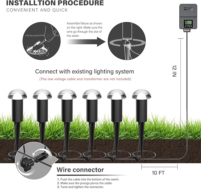 VENUS MANUFACTURING Low Voltage Landscape Pathway Lighting 6PK 1.5W LED Mushroom Lights 35Lumen Wired Walkway Light | Lumora