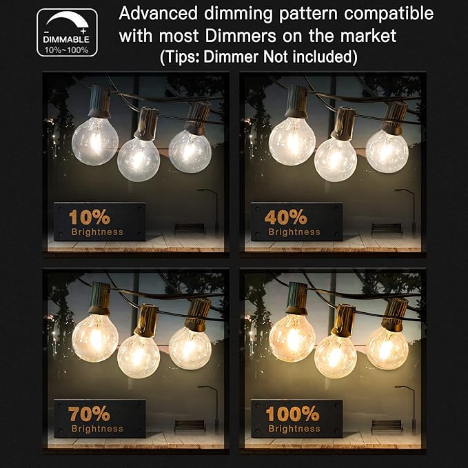 Achin 200FT Outdoor String Lights G40 Globe Patio Lights Waterproof Outdoor Hanging Lights with 104 Shatterproof | Lumora
