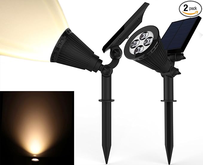 Magictec Solar Spotlights, 2-in-1 Adjustable 4 LED Wall/Landscape Solar Lights with Automatic - Outdoor Path Light | Lumora