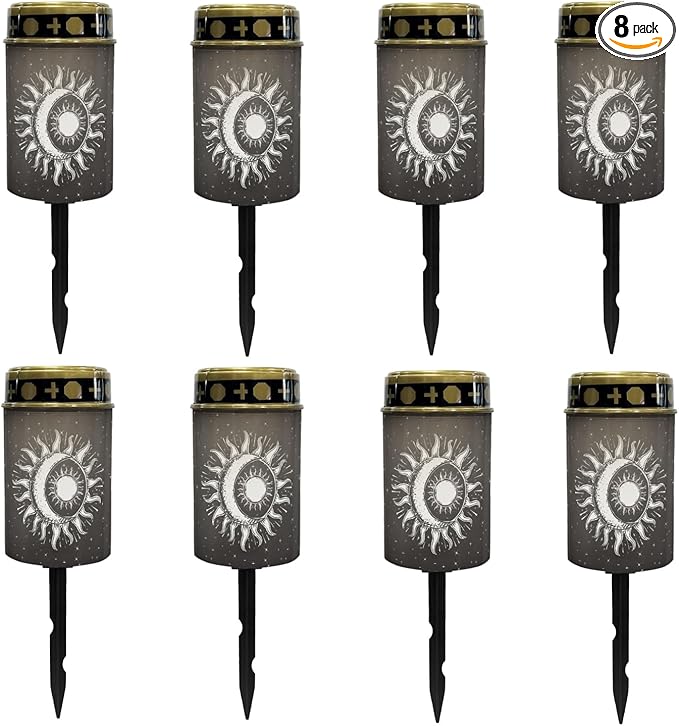 Outdoor Solar Garden Lights for Home Waterproof Pathway Lights Solar Lantern Landscape Lighting for Yard Patio Driveway Outdoor Stake Lights,Moon Star(Black)