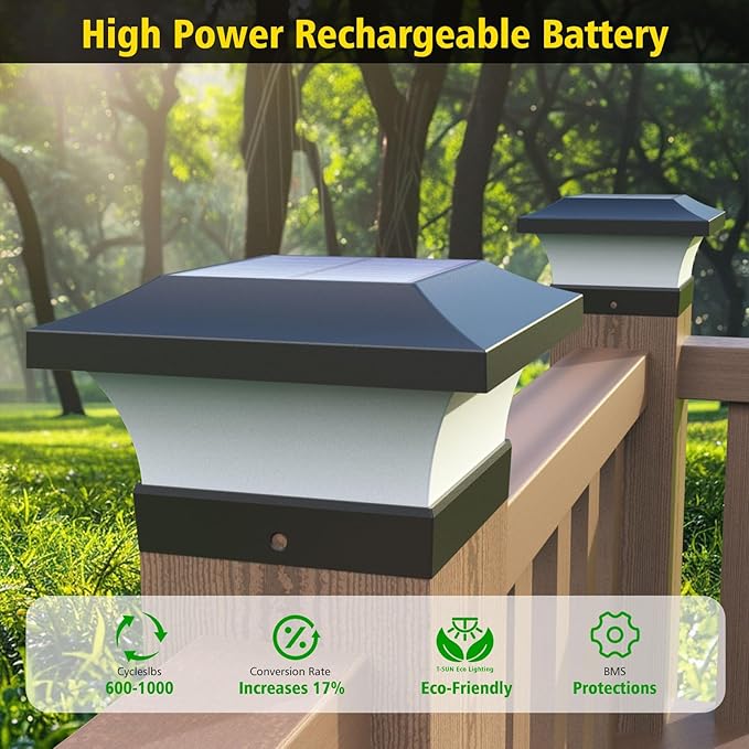 T-SUN 4X4 Post Solar Lights, Outdoor Waterproof Solar Post Cap Lights for 4X4 Wooden Posts, Deck, Fence, Garden | Lumora