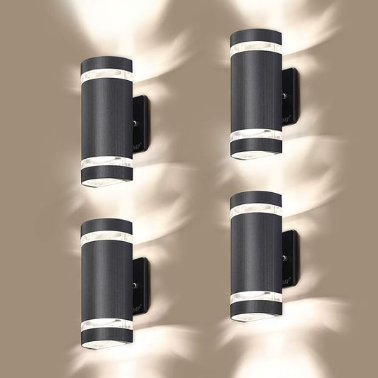 LED 4 Pack Semi Cylinder Up and Down Lights Outdoor Wall Light,Body in Aluminum Waterproof Outdoor Wall Lamps,3000k 5W with Certificate ETL…