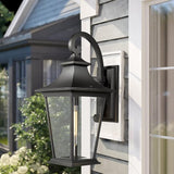 Emliviar Large Outdoor Wall Light, 25" Modern Front Porch Light for House, Clear Glass in Black Finish, XE220B BK | Lumora