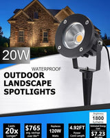 20W LED Landscape Lighting Outdoor Spotlight 120V AC Waterproof Yard Spot Lights Outdoor with Stake for Tree Flag | Lumora