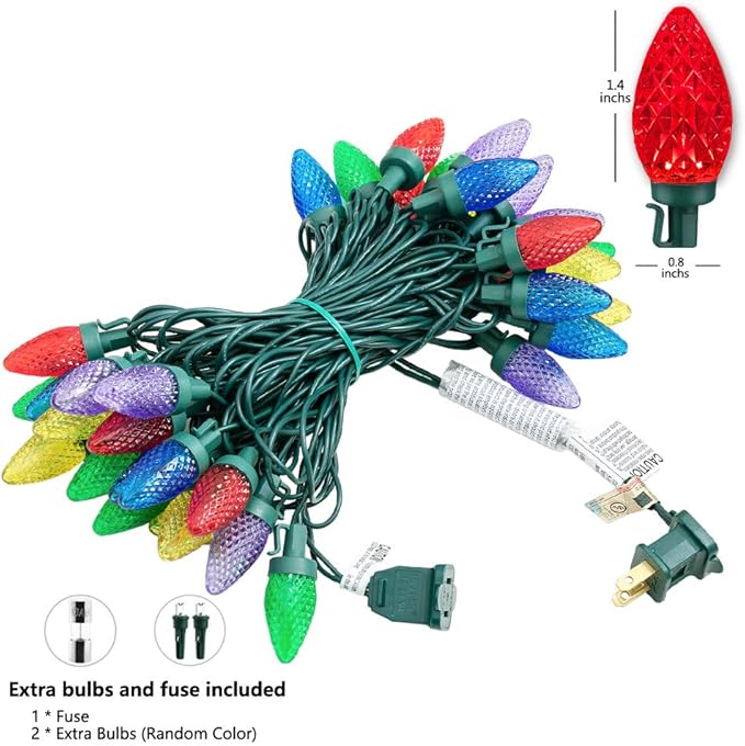 HAYATA Christmas Lights 50 LED 24Ft Strawberry String Light - Fairy Xmas Decor Lighting for Outdoor, Indoor, Patio, Party, Home, Wreath, Garland,Tree Decoration. (C7-Multi Color)