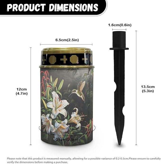 Hummingbird Lily Flower Solar Garden Lights for Easter Outdoor Waterproof Cemetery Decorations Outdoor Lights, Multipurpose Solar Lights Decorative Memorial Lights for Loss of Loved One