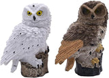 Owl Figure Solar LED Lights, Resin Garden Waterproof owl Figurine with Stake for Outdoor Yard Pathway. (White) | Lumora