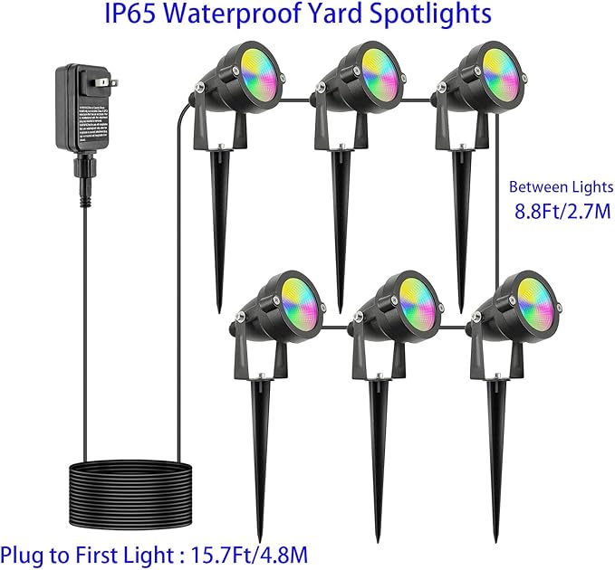 24W Halloween SpotLights with Timer, IP65 Waterproof Metal Landscape Lights RGB Spot Lights Outdoor Color Changing | Lumora
