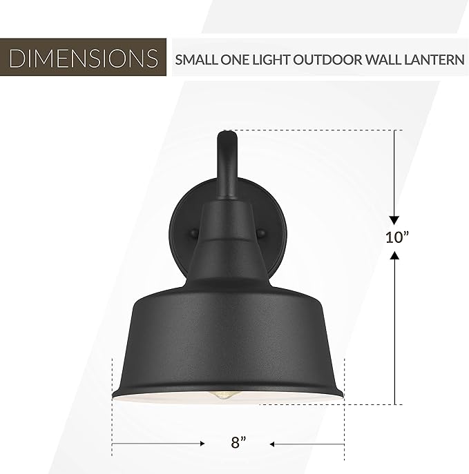 Sea Gull Lighting Barn Light-1 Light Small Outdoor Wall Lantern in Traditional Style-8 Inch Wide by 10 Inch | Lumora