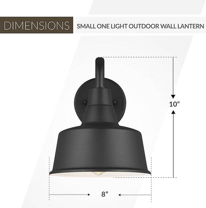 Sea Gull Lighting Barn Light-1 Light Small Outdoor Wall Lantern in Traditional Style-8 Inch Wide by 10 Inch high-Black Finish-Incandescent
