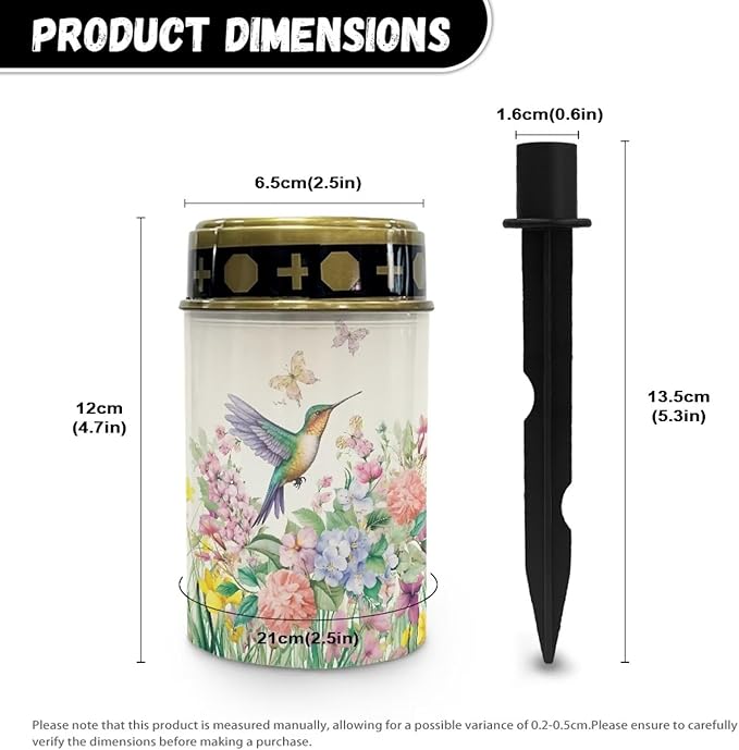 Poceacles Solar Lights Waterproof Solar Garden Lights Cemetery Solar Outdoor Lights Outdoor Stake Automatic Solar Lantern for Cemetery Grave Decoration, Hummingbird Flower Butterfly