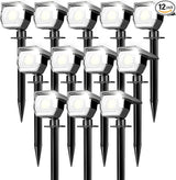 Peasur 12 Pack Solar Lights Outdoor, Solar Spotlights Outdoor Waterproof 3 Modes, 2-in-1 Auto On/Off Solar Spot | Lumora