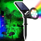 Solar Spotlights Outdoor, 7-LED Flag Pole Spot Lights, RGB Color Changing Solar Powered Landscape Flagpole Light | Lumora