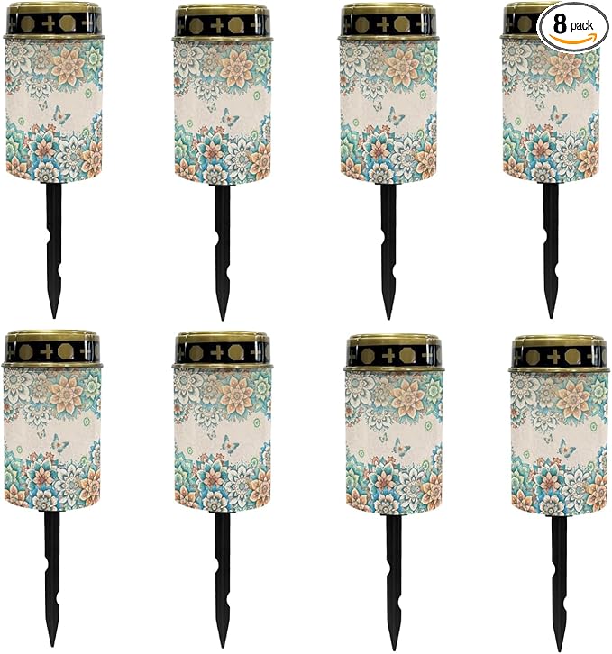 Boho Floral Butterfly Solar Lights for Grave Solar Garden Light Night Light Book Light Landscape Path Light Home Decor Solar Light for Yard Patio Spotlight Driveway