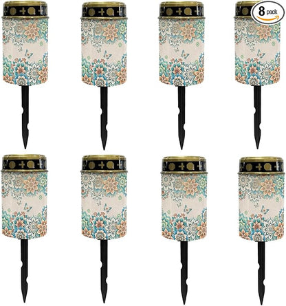 Boho Floral Butterfly Solar Lights for Grave Solar Garden Light Night Light Book Light Landscape Path Light Home Decor Solar Light for Yard Patio Spotlight Driveway