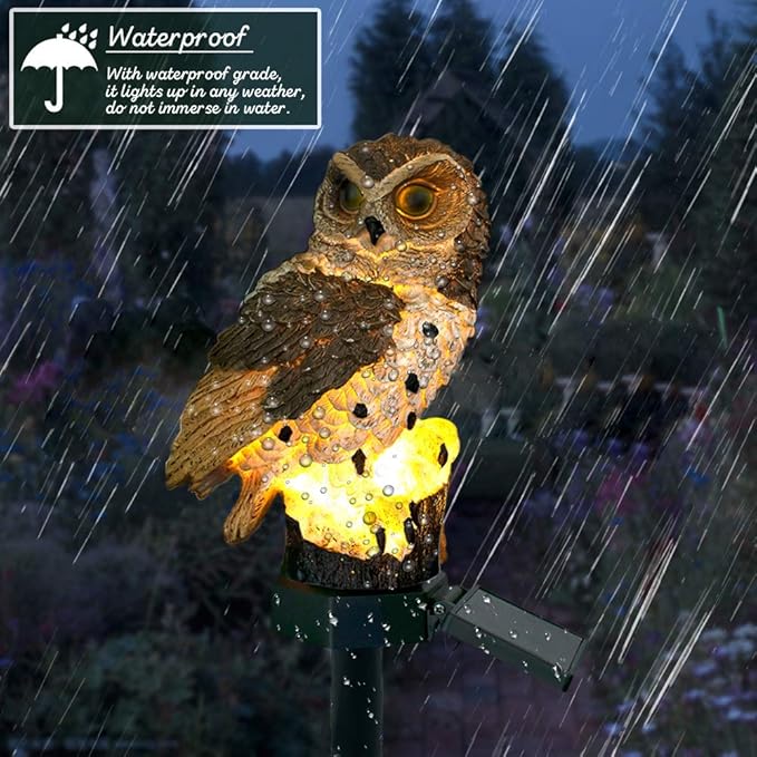 Garden Solar Lights,Owl Shape Waterproof LED Outdoor Lights,Garden Ornaments for Lawn,Pathway,Yard,Driveway,Step and Walkway,Wedding,Party and Patio Decorations(Brown)