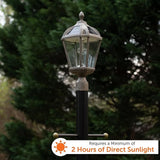 Gama Sonic Outdoor Solar Lamp Post Light, Weathered Bronze Finish Aluminum, Royal Bulb, Beveled Glass, 3-inch | Lumora