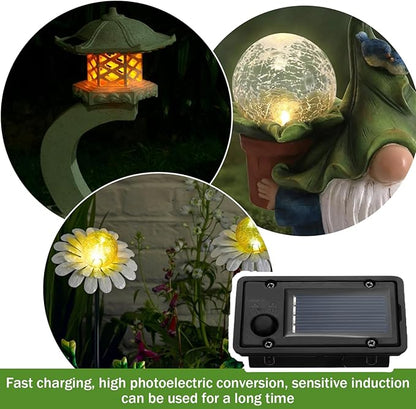 Solar Light Replacement, 4pcs 4x7cm Rectangle Replacement Solar Light Tops with LED Lights, Waterproof Replacement Solar Light Parts for Solar Lantern (Warm Light)