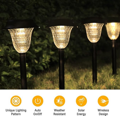 Solar Pathway Lights 8 Pack, LED Solar Path Lights Outdoor, Solar Lights Outdoor 3 Light Modes IP66 Waterproof, Solar Powered Garden Lights for Walkway Yard Backyard Lawn Landscape Decorative