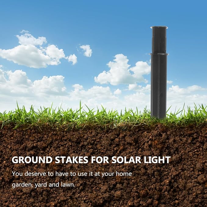 Veemoon 5pcs Solar Power Lawn Lamp Ground Plugs Landscape Spike Lights Black Plastic Garden Stakes for Walkways Driveways Outdoor Decoration