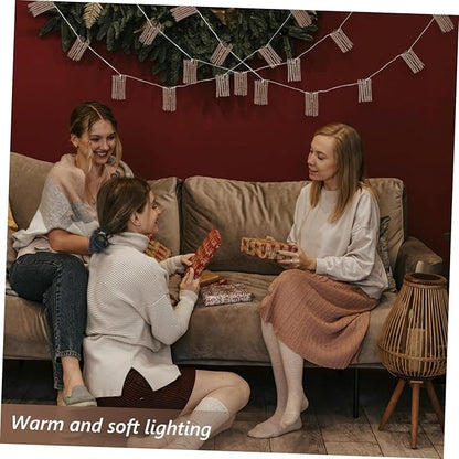OUNONA Lantern String Lights Elegant Rattan Decorative Lighting for Indoor and Outdoor Use Warm Illumination for Patios Gardens Event Decor Bulbs Battery Box Batteries Not Included