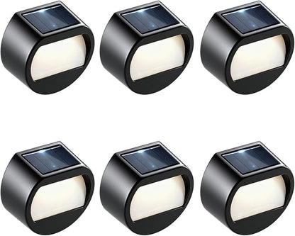 Sublume Solar Fence Lights, 6 Pack Outdoor Step Lights, IP65 Waterproof, 3000K Warm-White, Dusk to Dawn Outdoor Lighting Decor for Wall, Garage, Patio, Exterior, Porch