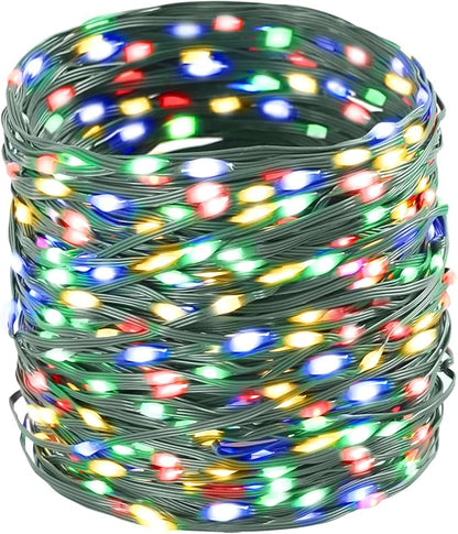 Tcamp 164FT 500 LED Christmas Lights Outdoor, 8 Modes Christmas Tree Lights with Timer Memory Function, Green Wire Fairy String Light for Xmas Holiday Party Bedroom Indoor Decor (Colored)