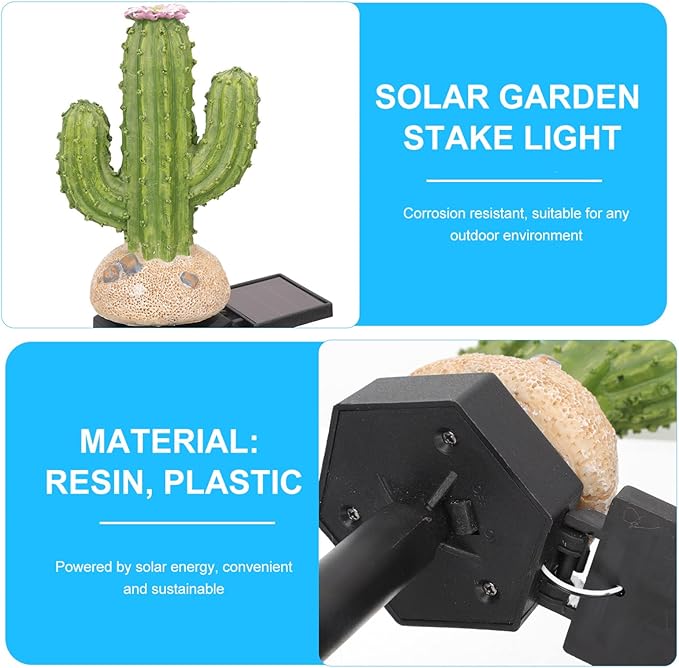 DOITOOL Cactus Solar Stake Light for Yard Solar Garden Decor Outdoor Landscape Lighting for Patio