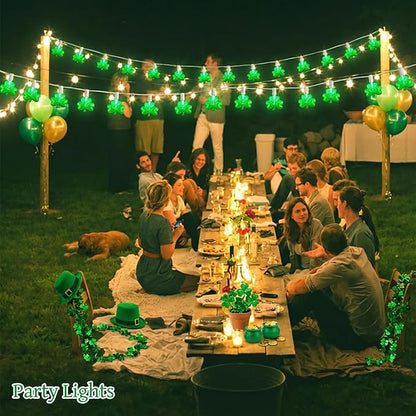 20Ft St Patrick's Day Lights Outdoor, Shamrock String Lights Plug in with 22 Shattproof LED Bulbs for Indoor and Outdoor Home Bar Garden Saint Patrick's Day Decor