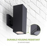 ASD 2 Light Square Outdoor Wall Light Fixture | 120W E26 Bulb Socket 120V ETL Cylinder Up Down Lights | | Lumora