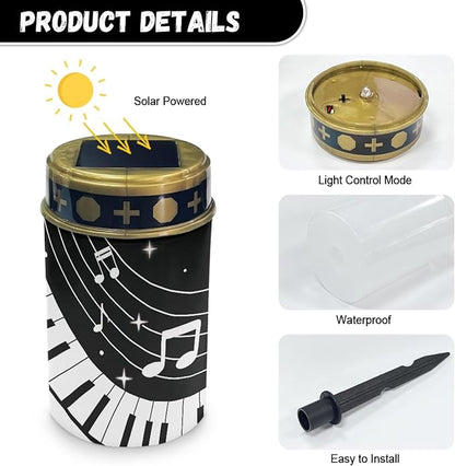 Solar Lights Piano Note Star for Garden Cemetery Lamp Warm White Led Grave Light Lightweight Memorial Sympathy Gift