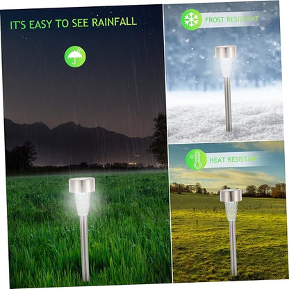 POPETPOP 12pcs Solar Powered Landscape Lights Stainless Steel Outdoor Pathway Lighting Kit for Patio Garden Solar Garden Lights with Automatic Charging and White LED Brightness