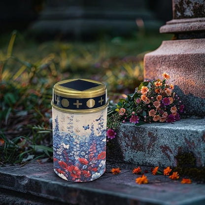 Floral Solar Outdoor Lights Butterfly Cemetery Solar Lights Landscape Path Lights Solar Waterproof for Your Garden, Landscape, Path, Yard Sympathy Memorial Lights