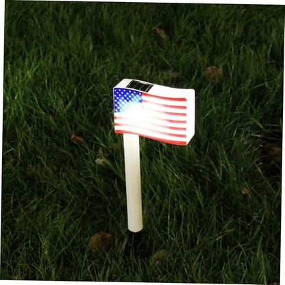 Solar Lawn Lamp American Flag LED Solar Garden Path Light Ground Insert Decorative Outdoor Landscape Lighting for Independence Day 2pcs Random Color
