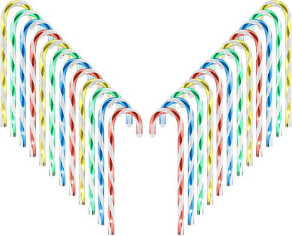 Anordsem Solar Christmas Decorations Outdoor: 21" Candy Cane Stake Lights 24 Pack - Waterproof LED 8 Colorful Lighting Models for Yard Pathway Xmas Tree Decor - 2026 New Year Gifts for Homeowners