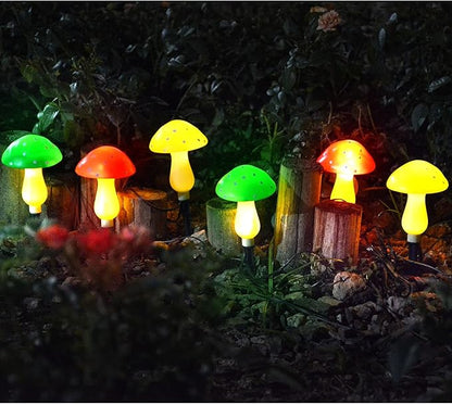 Upgraded Outdoor Solar Garden Mushroom Lights(6 Mushrooms Lamps), 8 Modes Outside Waterproof Solar Powered Christmas Lights Decoration, Yard, Lawn, Pathway... (Multi-Colored)
