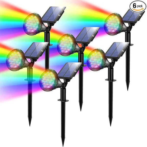 Color Changing Solar Spot Lights Outdoor, 21 LEDs Brightness Solar Pathway Lights Outdoor, IP67 Waterproof Exterior | Lumora