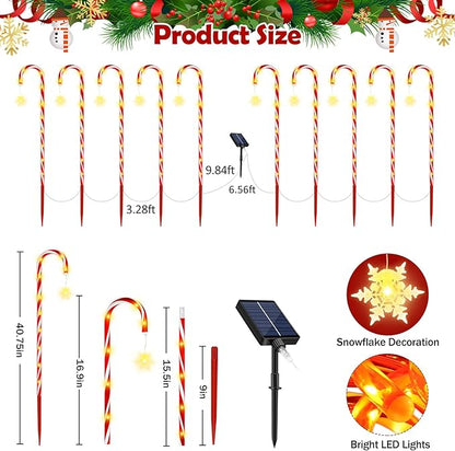 HELESIN Solar Candy Cane Pathway Lights Outdoor 40.75in 110 LED Higher Christmas Candy Cane Lights, 8 Modes Timer Remote, Solar & USB Charging Christmas Waterproof for Patio Garden Pathway