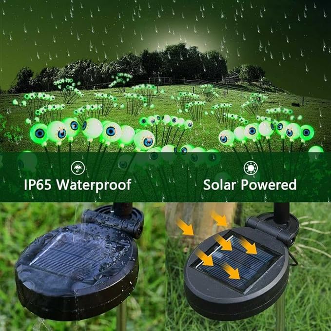 Solar Halloween Eyeball Lights Outdoor, Solar Garden Lights Waterproof, Solar Firefly Lights Swaying by Wind with 2 | Lumora