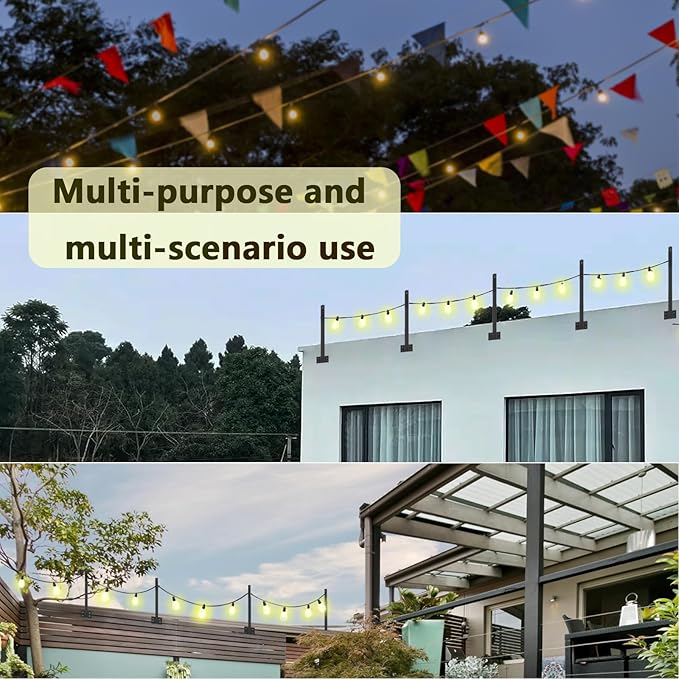 4 Pack String Light Poles,Hanging Light Poles for Outdoor String Lights, Metal Suspension String Light Poles with | Lumora