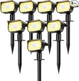 Solar Spot Lights Outdoor Motion Sensor with 3 Modes, [ 8 Pack/56 LED ] Solar Spotlights Outdoor Waterproof 2-in-1 | Lumora