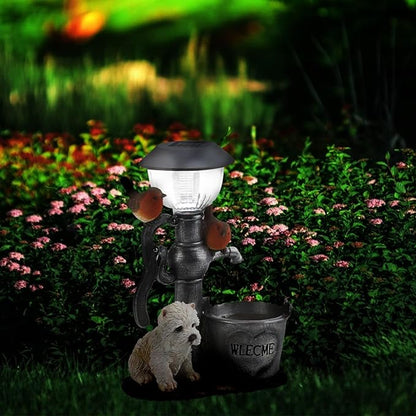 Solar Outdoor Lights, Puppy and Bird Garden Lights, Resin Decorative Lights for Yard, Pathways, Solar Spot Lights Outdoor, Security Lights, Cute Stuff
