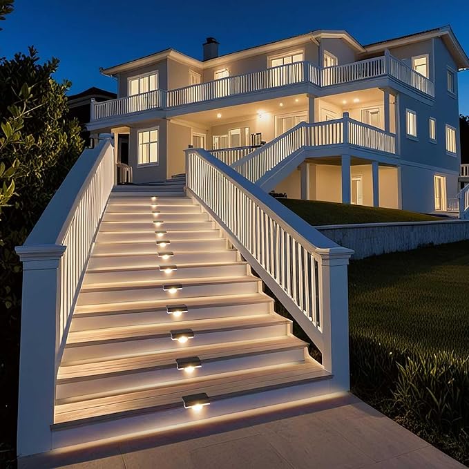 Solar Stair Lights Outdoor Waterproof, 8 Pack Solar Step Lights for Outside Warm White Deck Lighting for Step | Lumora