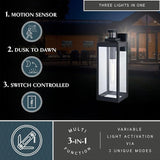 VAXCEL Kinzie Outdoor Porch Light, 6" W x 17.5" H Black Outdoor Lantern, Motion Sensor Wall Light for Porch, Patio | Lumora