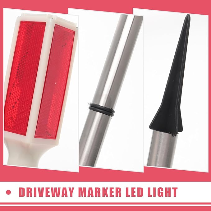 Solar Driveway Marker Lights (Red LED) - 30" Metal Solar Road Stakes for Snow, Path, Garden Edge - Waterproof Night | Lumora