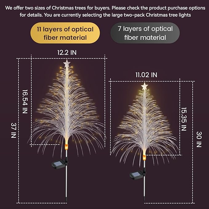 4 Packs Christmas Tree Solar Garden Light with Multi-Colored Change, Auto ON/Off Outdoor Yard Light, Solar Lighting for Garden, Porch, Christmas and Festival Decoration (S_Size)