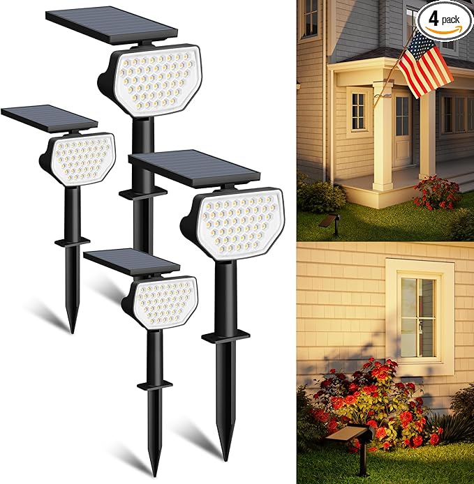 Lepro Solar Decorative Spot Lights 4 Pack, Warm White Accent Lights for Garden - Outdoor Security Flood Light | Lumora