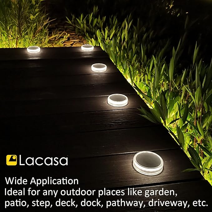 Lacasa Solar Deck Lights Outdoor Waterproof LED Solar Step Lights Driveway Lights, White 4000K, for Garden Yard | Lumora