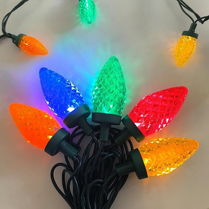 25FT Vintage Christmas Lights Outdoor, C9 LED Multicolor String Light with 25 Shatterproof Strawberry Fairy Lights, Plug-in Christmas Tree Light for Outside Garden Roofline Patio Home Decor